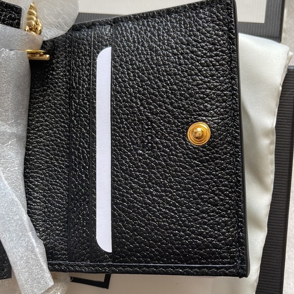 GUCCI Zumi Horsebit Grainy Black Leather Wristlet Card Case Wallet Made in Italy - Picture 7 of 16